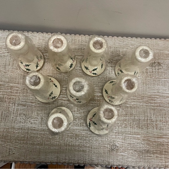 Holiday Wooden Candle Holders with Holly Design, Set of 9, 5x3 - Picture 5 of 6